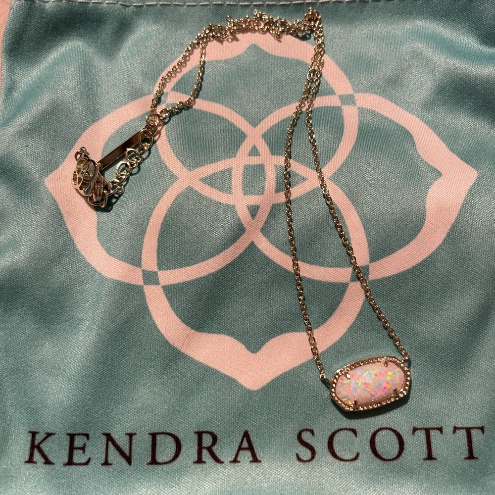 Elisa Gold Pendant Necklace In White Kyocera Opal